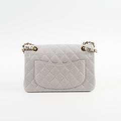 Chanel Small Caviar Double Classic Flap Dove Grey Microchipped