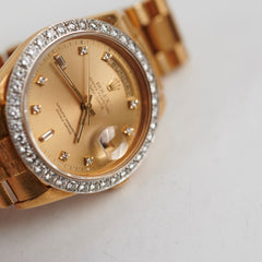 Rolex 36mm President 18k Yellow Gold with Aftermarket Diamonds Watch