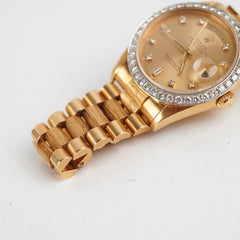 Rolex 36mm President 18k Yellow Gold with Aftermarket Diamonds Watch