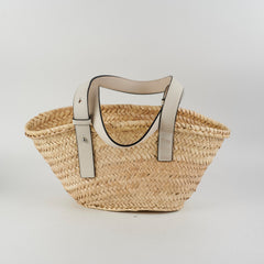 Loewe Small Woven Raffia Tote Cream