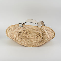 Loewe Small Woven Raffia Tote Cream