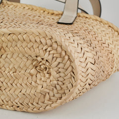 Loewe Small Woven Raffia Tote Cream