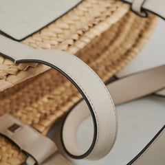 Loewe Small Woven Raffia Tote Cream