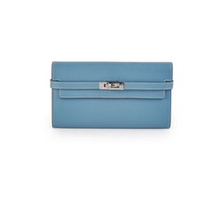 Hermes Kelly To Go Wallet Blue Epsom - Stamp Square R (2014)