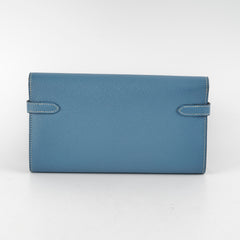 Hermes Kelly To Go Wallet Blue Epsom - Stamp Square R (2014)