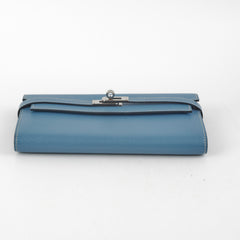 Hermes Kelly To Go Wallet Blue Epsom - Stamp Square R (2014)