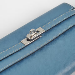 Hermes Kelly To Go Wallet Blue Epsom - Stamp Square R (2014)