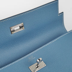 Hermes Kelly To Go Wallet Blue Epsom - Stamp Square R (2014)