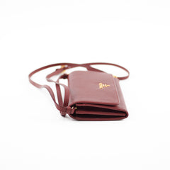 Prada Saffiano Leather Wallet on Chain WOC Burdgundy