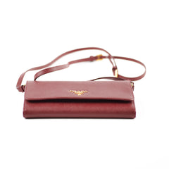 Prada Saffiano Leather Wallet on Chain WOC Burdgundy