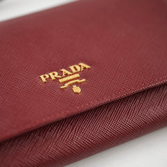 Prada Saffiano Leather Wallet on Chain WOC Burdgundy