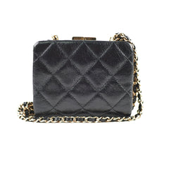 Chanel Quilted Mini Clip with Chain Aged Calfskin Black Microchipped