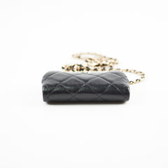 Chanel Quilted Mini Clip with Chain Aged Calfskin Black Microchipped