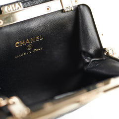 Chanel Quilted Mini Clip with Chain Aged Calfskin Black Microchipped