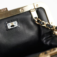 Chanel Quilted Mini Clip with Chain Aged Calfskin Black Microchipped