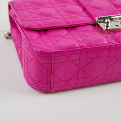 Christian Dior Lambskin Cannage Fuchsia Shoulder Bag