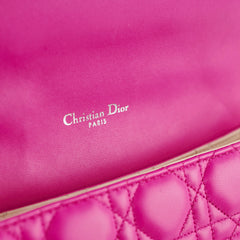 Christian Dior Lambskin Cannage Fuchsia Shoulder Bag