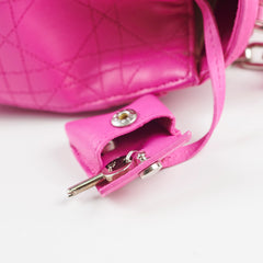 Christian Dior Lambskin Cannage Fuchsia Shoulder Bag