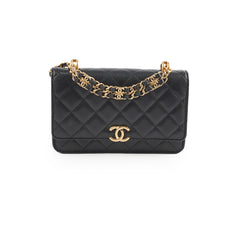 Chanel Top Handle Wallet On Chain WOC Black Caviar GHW Microchip