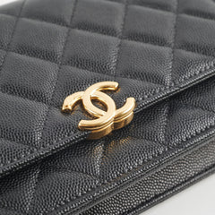 Chanel Top Handle Wallet On Chain WOC Black Caviar GHW Microchip