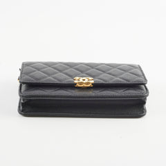 Chanel Top Handle Wallet On Chain WOC Black Caviar GHW Microchip