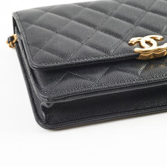 Chanel Top Handle Wallet On Chain WOC Black Caviar GHW Microchip