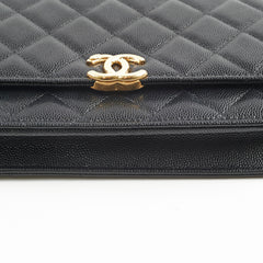 Chanel Top Handle Wallet On Chain WOC Black Caviar GHW Microchip