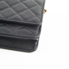 Chanel Top Handle Wallet On Chain WOC Black Caviar GHW Microchip