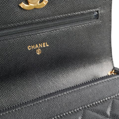 Chanel Top Handle Wallet On Chain WOC Black Caviar GHW Microchip