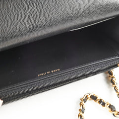 Chanel Top Handle Wallet On Chain WOC Black Caviar GHW Microchip