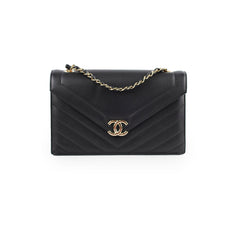 Chanel Black Chevron Envelope Flap