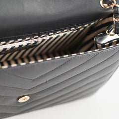 Chanel Black Chevron Envelope Flap