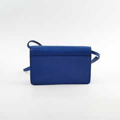 Prada Saffiano Leather Crossbody Wallet with Strap Blue