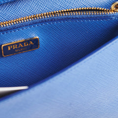 Prada Saffiano Leather Crossbody Wallet with Strap Blue