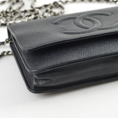 Chanel CC Logo Wallet on Chain WOC Black