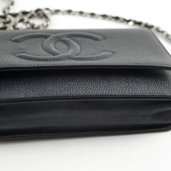 Chanel CC Logo Wallet on Chain WOC Black