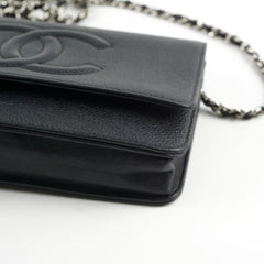 Chanel CC Logo Wallet on Chain WOC Black