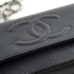 Chanel CC Logo Wallet on Chain WOC Black