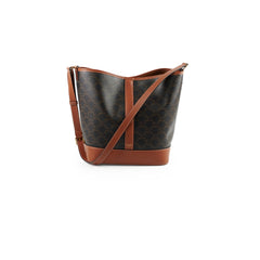 Celine Medium Bucket Triomphe Canvas and Calfskin