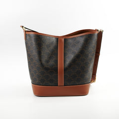 Celine Medium Bucket Triomphe Canvas and Calfskin