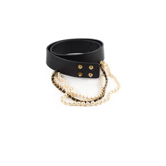 Chanel leather pearl belt size 75