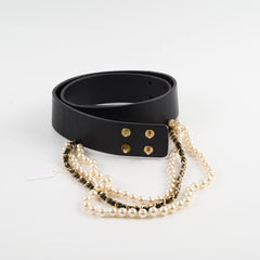 Chanel leather pearl belt size 75