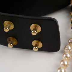 Chanel leather pearl belt size 75