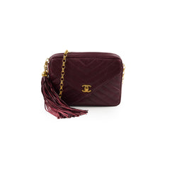 Chanel Vintage Burgundy Camera Chevron Crossbody - Series 2