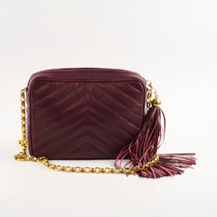 Chanel Vintage Burgundy Camera Chevron Crossbody - Series 2