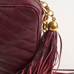 Chanel Vintage Burgundy Camera Chevron Crossbody - Series 2