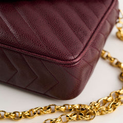 Chanel Vintage Burgundy Camera Chevron Crossbody - Series 2