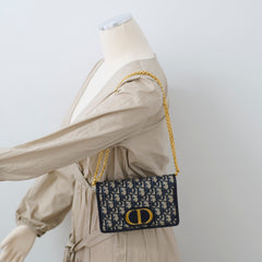 Christian Dior Montaigne Belt Bag with Chain Navy