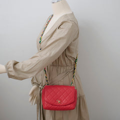 Chanel Mido Bicolore Chain Seasonal Flap Red 31 series