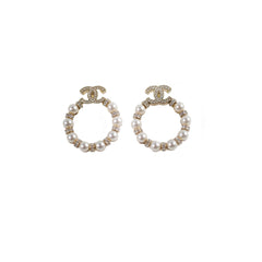 Chanel CC Logo Pearl Wreath Earrings